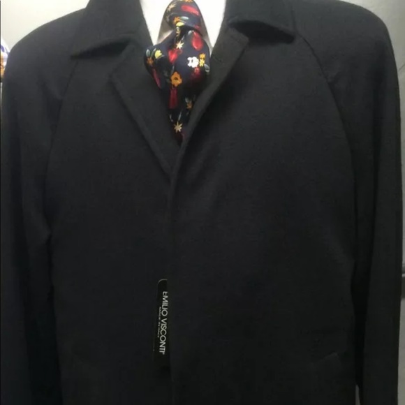New EV Mens Overcoat With Tag60%Wool40%CashemereNavySize36USA.Made in Italy.